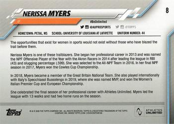 2020 Topps On-Demand Set #21 - Athletes Unlimited Softball Championship #8 Nerissa Myers Back